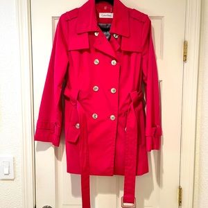 Pink Calvin Klein Double-Breasted Trench Coat